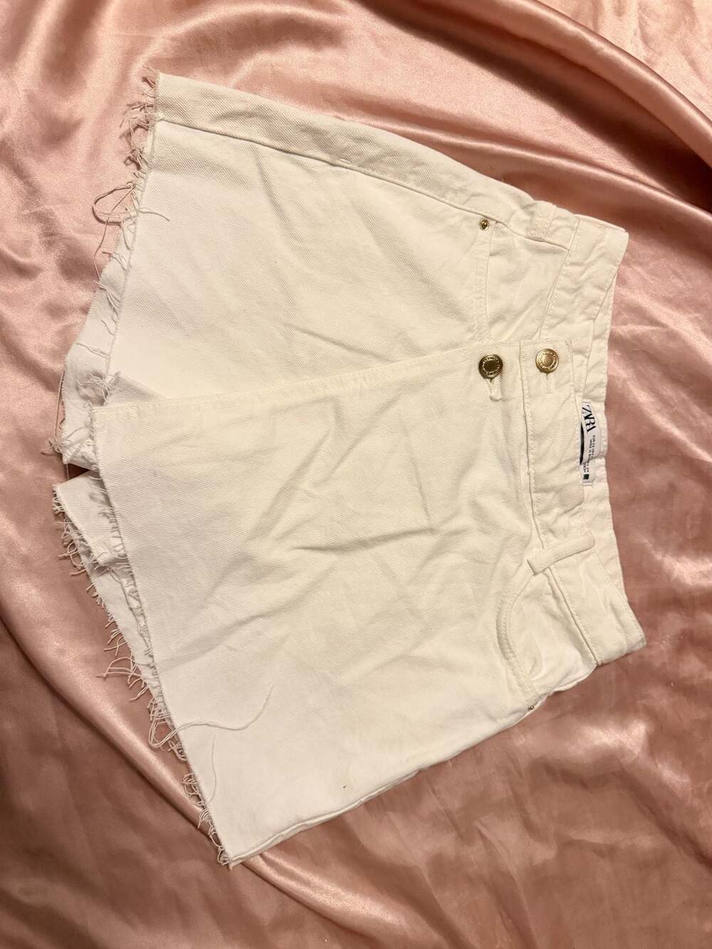 Zara White Denim Skort with Gold Buttons Size XS